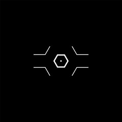 Cyberpunk target, HUD futuristic aim. Cyberpunk style GUI element, tech design sight, VR interface element. Vector futuristic element for game.