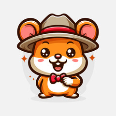 Cute Hamster  Cartoon Vector Icon Illustration. Animal Nature Icon Concept Isolated Premium Vector. Flat Cartoon Style