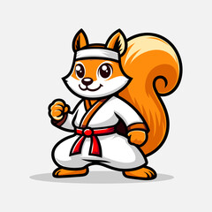 cute squirrel mascot as a karate master