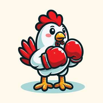 cute retro cartoon chicken mascot. Chicken Logo Cartoon Character. A funny Cartoon Rooster chicken