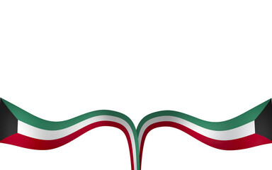 Kuwait flag element design national independence day banner ribbon png
