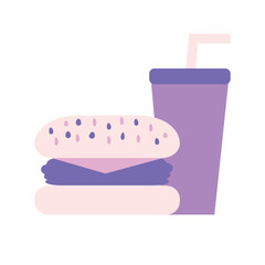 Hamburger and soft drink cup, Fast food icon