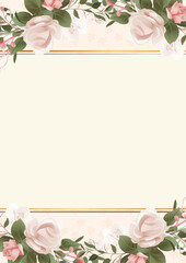 Beige vector realistic golden luxury invitation with flora and flower