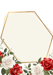 Red and white elegant watercolor background with flora and flower