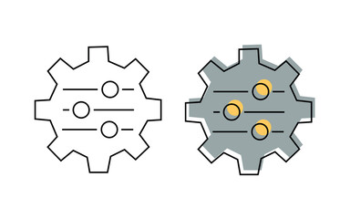 Fototapeta premium settings. to fix. parameters. It's broken. the tool. a broken laptop. global settings. update. mistakes. the icon. vector. on a white background. flat icons. Linart.