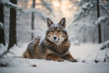 gray wolf in snow
