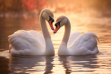 Fototapeta premium two swans in the lake