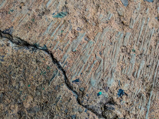 Cracks in concrete floors caused by a powerful earthquake