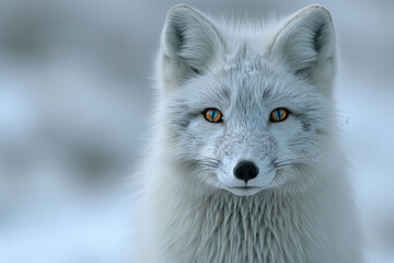An Arctic fox expertly camouflaged in the snowy silence of its surroundings