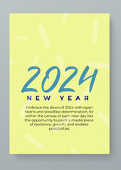 Blue and yellow vector happy new year 2024 text typography design element greeting card design