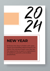 Colorful colourful vector abstract minimal modern happy new year 2024 greeting card