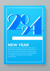 Blue and white vector colorful and interconnected new year 2024 design greeting card