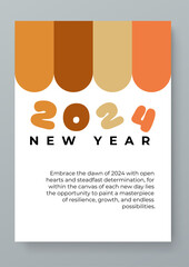 Orange brown and white vector happy new year 2024 text typography design element greeting card design