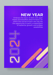 Colorful colourful vector colorful and interconnected new year 2024 design greeting card