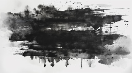 black watercolor grunge splashes. - obrazy, fototapety, plakaty