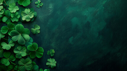 green clover leaves background. st. patricks day. - obrazy, fototapety, plakaty