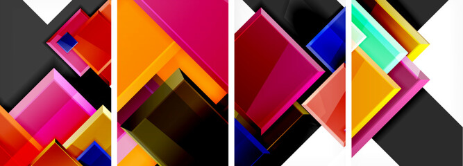Color glass glossy square composition poster set for wallpaper, business card, cover, poster, banner, brochure, header, website