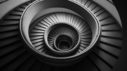  a black and white photo of a spiral of a jet engine, taken from the top of the jet engine.