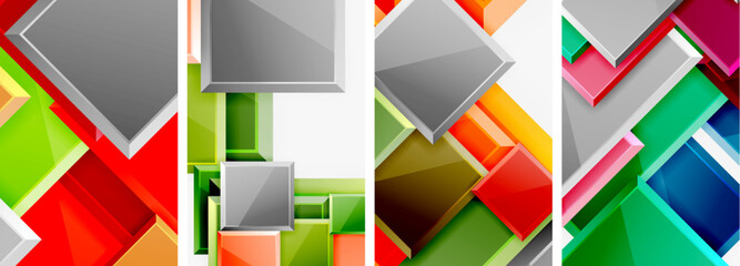 Color glass glossy square composition poster set for wallpaper, business card, cover, poster, banner, brochure, header, website