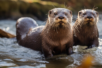 otter in the river