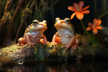 frog on a flower