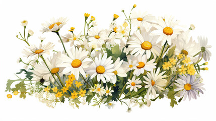 beautiful flower background with colorful chamomile decorative wedding illustration
