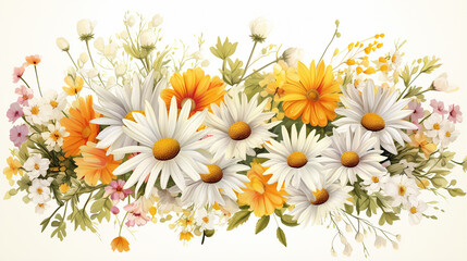 Obraz premium colorful chamomile decorative wedding illustration