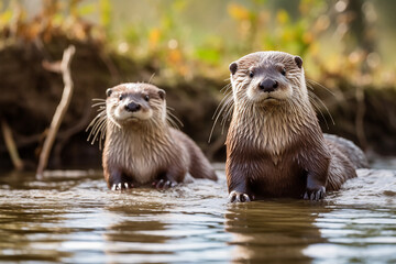 otter in the river