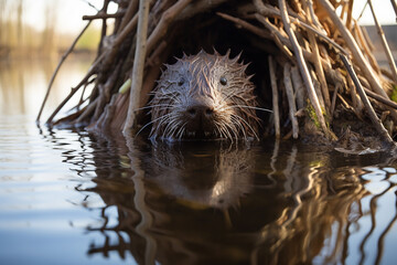otter in the river
