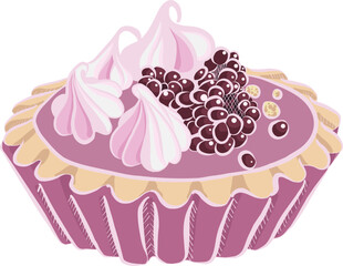 Blueberry custard tart SVG vector graphic, Printable graphics food illustration