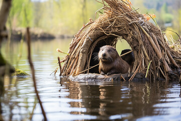 otter in the river