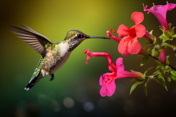 hummingbird and flower