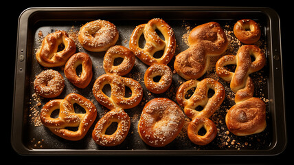 Fresh baked homemade German pretzel with sea salt - obrazy, fototapety, plakaty