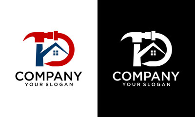 Creative Combines house and the letter D, abstract houses illustration in vector format