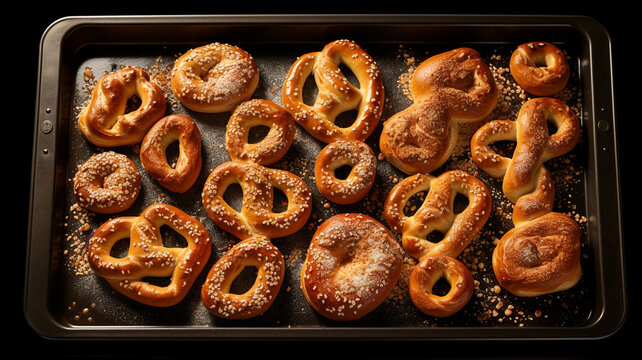 Fresh baked homemade German pretzel with sea salt