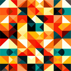 Fototapeta premium Bauhaus geometric pattern background. Abstract bauhaus style wallpaper. Colorful Bauhaus mosaic design pattern. Modern bauhaus mural print. Scandinavian minimalistic decorative ornament pattern.