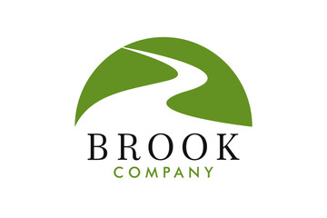 Brook nature landscape logo design vector