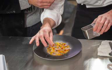 Cooking masterclass for visitors, great chefs high cuisine French restaurants, fine dining, winter festival, Avenue de Champagne, Epernay, France
