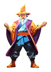 Vector image of full body portrait of an angry wizard