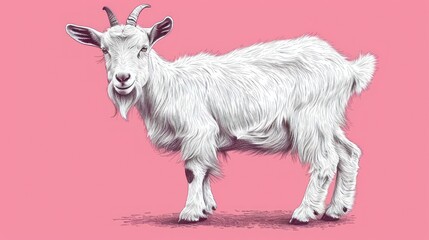  a goat standing on a pink background with a pink background and a pink background with a picture of a goat standing on a pink background with a pink background.