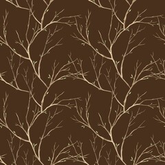 Watercolor drawing of spring branches on a brown background. Illustration hand drawn on isolated background for greeting cards, invitations, happy holidays, posters, fabric, wallpaper, graphic design