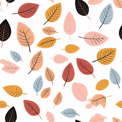 Seamless pattern : Colorful Leaf Collage Pattern
