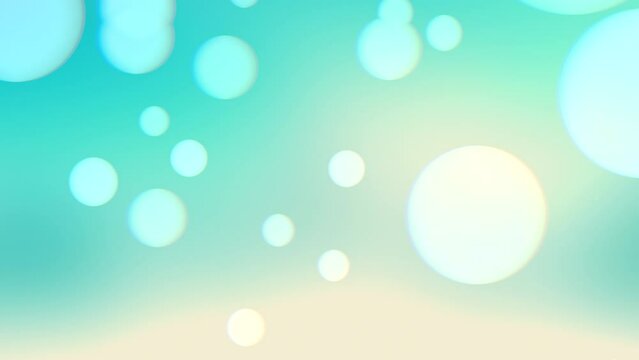 An abstract blue and white background with scattered white circles resembling floating bubbles. A whimsical and ethereal image captured in mid-air