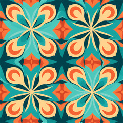 Seamless pattern : Kaleidoscopic Floral Pattern
