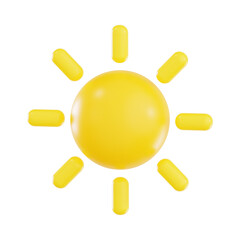 3d sun, 3d render icon illustration, transparent background, weather