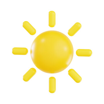 3d sun, 3d render icon illustration, transparent background, weather
