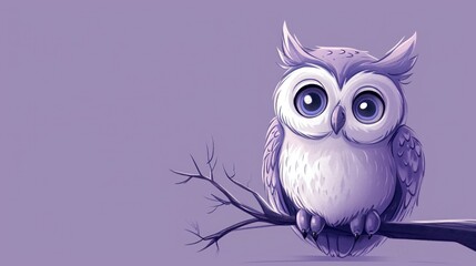  a drawing of an owl sitting on a branch with eyes wide open and big blue eyes on it's face.