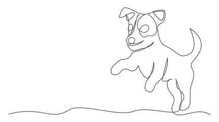 Dog One line drawing isolated on white background