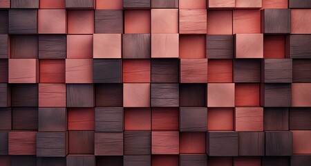 3D rendering of a background made of wooden cubes with different colors