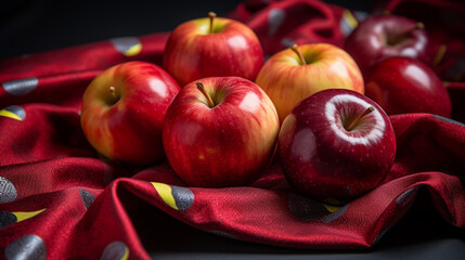 red apples on black background